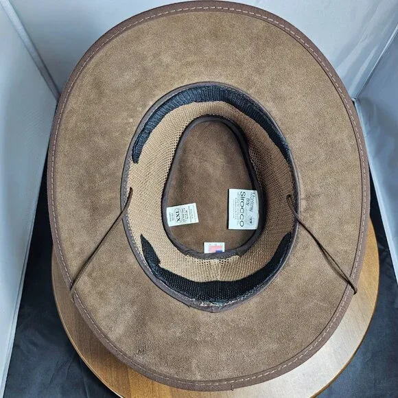 Sirocco Mens Leather Floppy Hat Sirocco Wide Brim Suede Sun